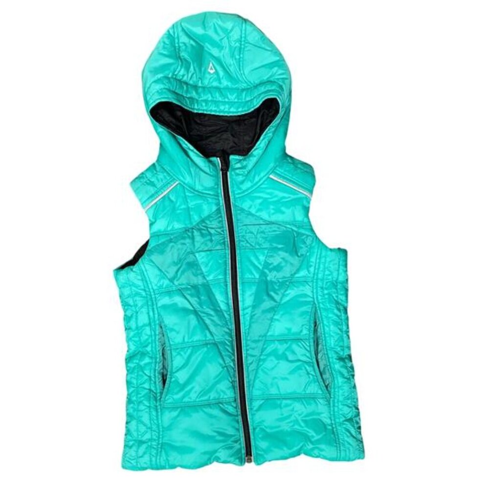 IVIVVA Kids Puffer Vest Jacket Hooded Black Green Reversible Goose Down Girls 10